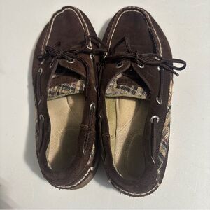 Sperry brown plaid Boat Shoes size 8